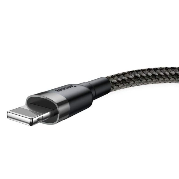 Baseus Cafule Kábel tartós nylon fonott USB / Lightning QC3.0 2.4a 0,5M fekete-szürke (CALKLF-AG1)