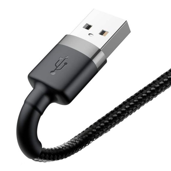 Baseus Cafule Kábel tartós nylon fonott USB / Lightning QC3.0 2.4a 0,5M fekete-szürke (CALKLF-AG1)