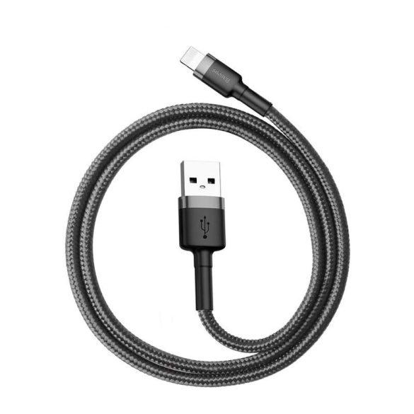 Baseus Cafule Kábel tartós nylon fonott USB / Lightning QC3.0 2.4a 0,5M fekete-szürke (CALKLF-AG1)