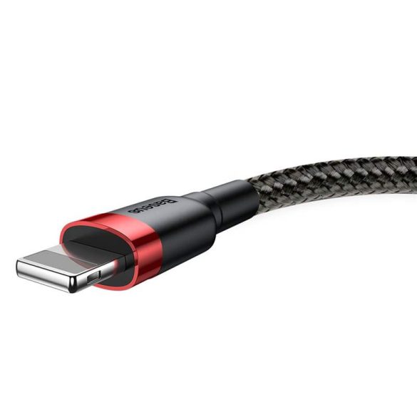 Baseus Cafule Kábel tartós nylon fonott USB / Lightning QC3.0 2.4a 0,5M fekete-piros (CALKLF-A19)