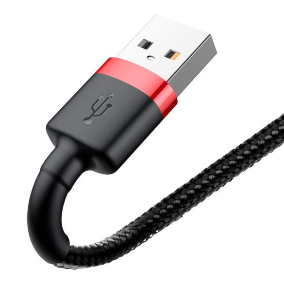 Baseus Cafule Kábel tartós nylon fonott USB / Lightning QC3.0 2.4a 0,5M fekete-piros (CALKLF-A19)