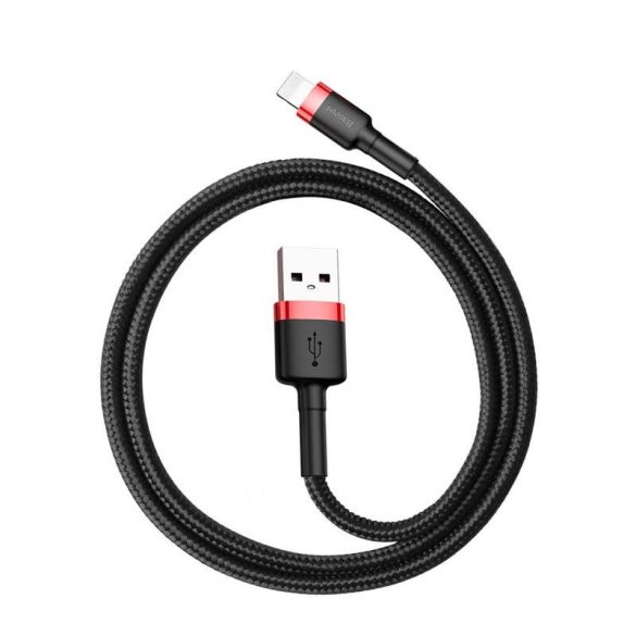 Baseus Cafule Kábel tartós nylon fonott USB / Lightning QC3.0 2.4a 0,5M fekete-piros (CALKLF-A19)