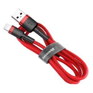 Baseus Cafule Kábel tartós nylon fonott USB / Lightning QC3.0 2.4a 1M piros (CALKLF-B09)