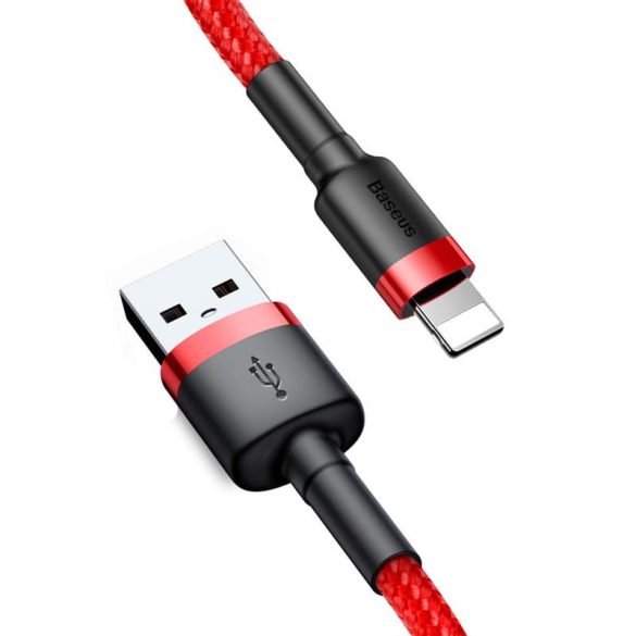 Baseus Cafule Kábel tartós nylon fonott USB / Lightning QC3.0 2.4a 1M piros (CALKLF-B09)