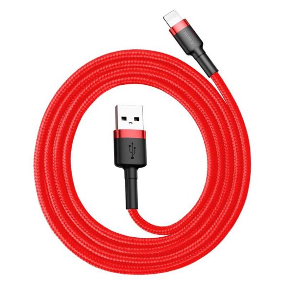 Baseus Cafule Kábel tartós nylon fonott USB / Lightning QC3.0 2.4a 1M piros (CALKLF-B09)