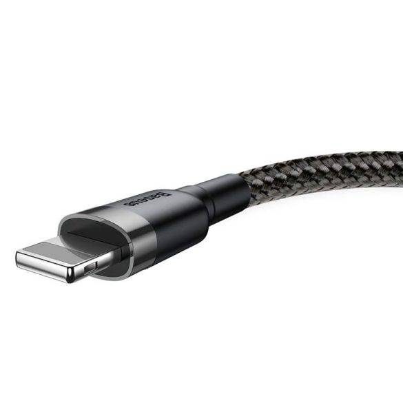 Baseus Cafule Kábel tartós nylon fonott USB / Lightning QC3.0 2.4a 1M fekete-szürke (CALKLF-BG1)