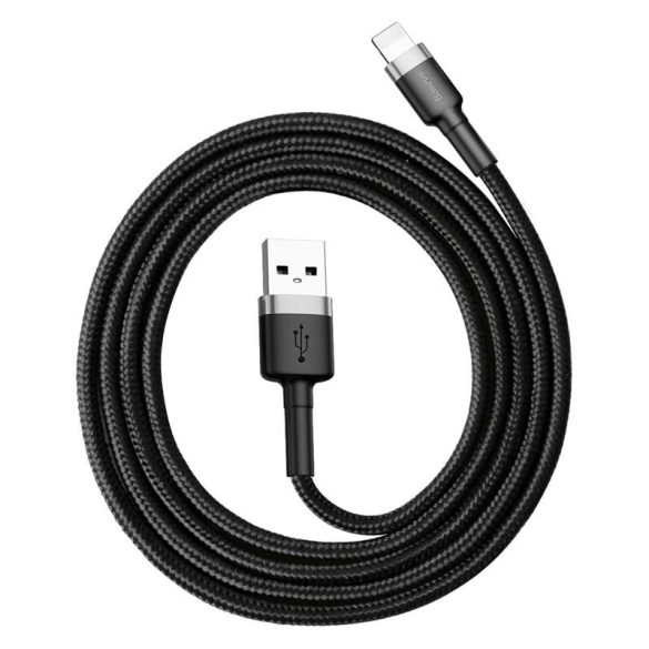 Baseus Cafule Kábel tartós nylon fonott USB / Lightning QC3.0 2.4a 1M fekete-szürke (CALKLF-BG1)