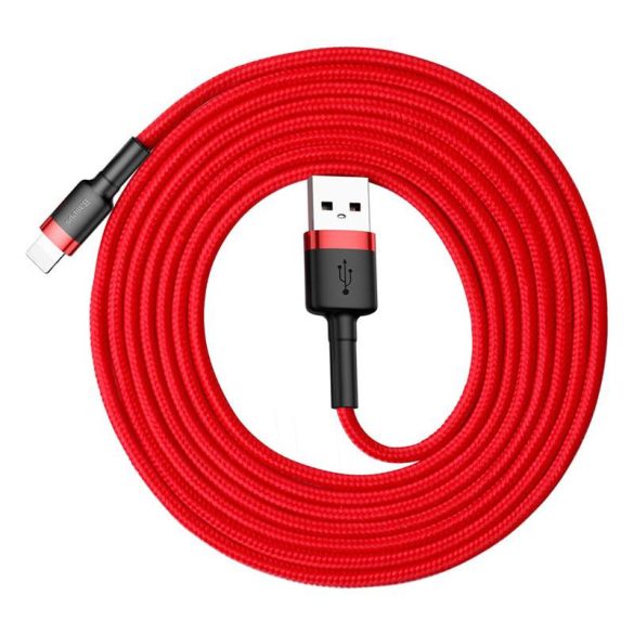 Baseus Cafule Kábel tartós nylon fonott USB / Lightning QC3.0 1.5A 2M piros (CALKLF-C09)