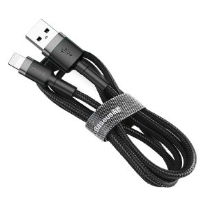 Baseus Cafule Kábel tartós nylon fonott USB / Lightning QC3.0 1.5A 2M fekete - szürke (CALKLF - CG1)