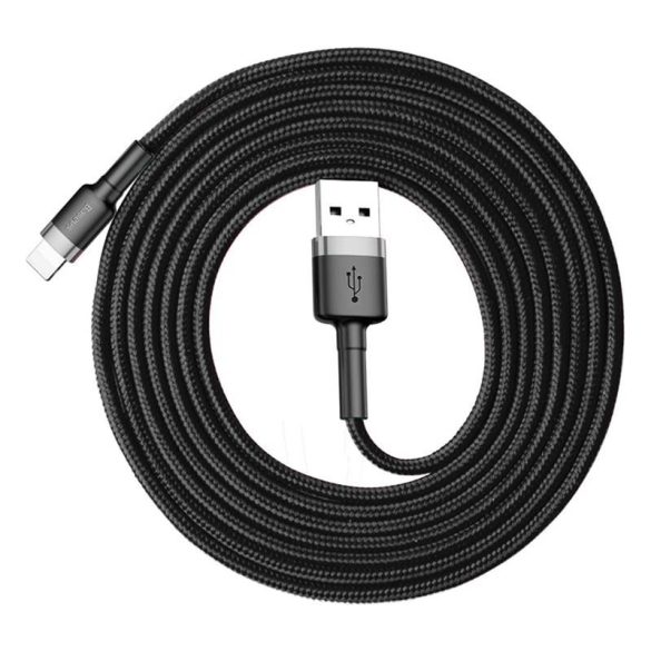 Baseus Cafule Kábel tartós nylon fonott USB / Lightning QC3.0 1.5A 2M fekete - szürke (CALKLF - CG1)