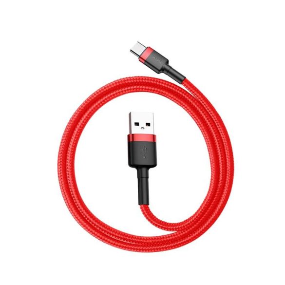 Baseus Cafule Kábel tartós nylon litzehuzal USB / USB-C QC3.0 3A 0,5M piros (CATKLF-A09)