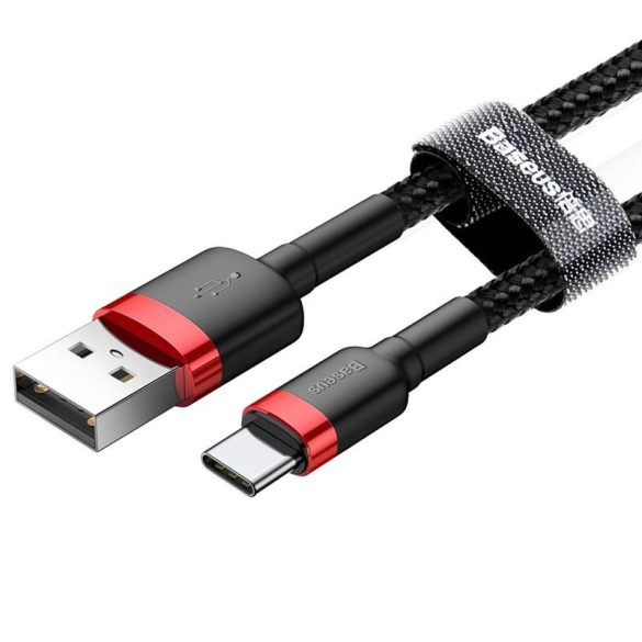 Baseus Cafule Kábel tartós nylon litzehuzal USB / USB - C QC3.0 3A 0,5M fekete - piros (CATKLF - A91)