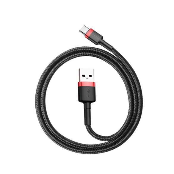 Baseus Cafule Kábel tartós nylon litzehuzal USB / USB - C QC3.0 3A 0,5M fekete - piros (CATKLF - A91)