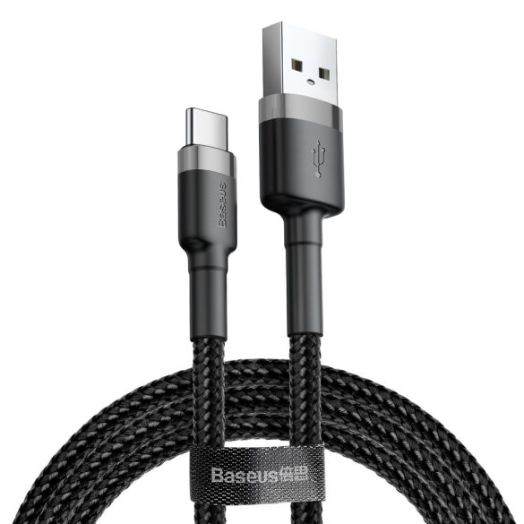 Baseus Cafule Kábel tartós nylon fonott USB / USB - C QC3.0 3A 0,5M fekete - szürke (CATKLF - AG1)