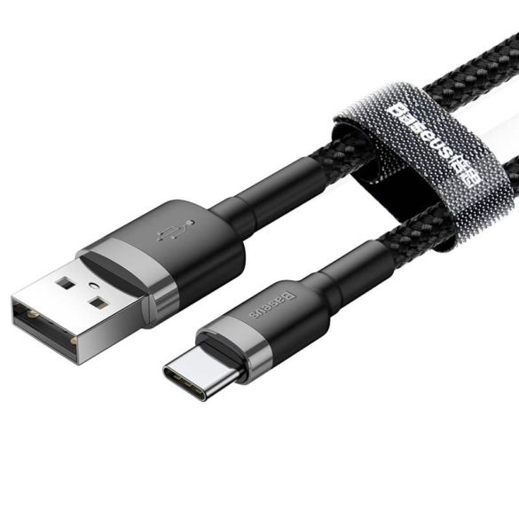 Baseus Cafule Kábel tartós nylon fonott USB / USB - C QC3.0 3A 0,5M fekete - szürke (CATKLF - AG1)