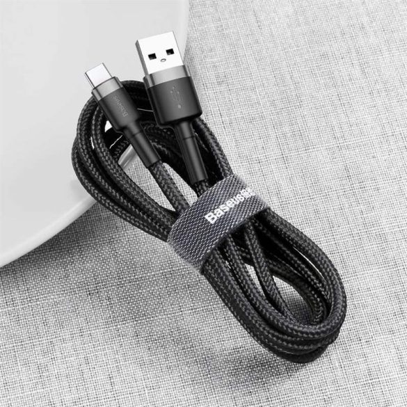 Baseus Cafule Kábel tartós nylon fonott USB / USB - C QC3.0 3A 0,5M fekete - szürke (CATKLF - AG1)