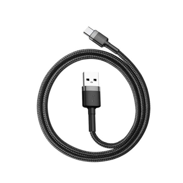 Baseus Cafule Kábel tartós nylon fonott USB / USB - C QC3.0 3A 0,5M fekete - szürke (CATKLF - AG1)