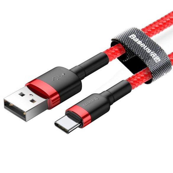 Baseus Cafule Kábel tartós nylon litzehuzal USB / USB-C QC3.0 3A 1M piros (CATKLF-B09)