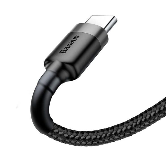 Baseus Cafule Kábel tartós nylon litzehuzal USB / USB - C QC3.0 3A 1M fekete - szürke (CATKLF - BG1)