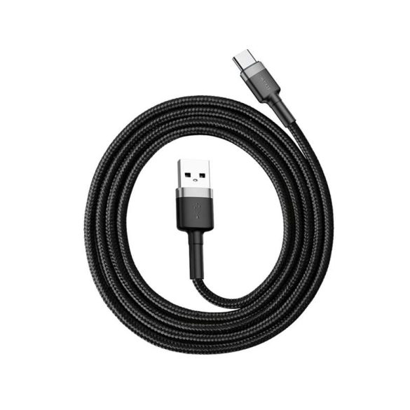 Baseus Cafule Kábel tartós nylon litzehuzal USB / USB - C QC3.0 3A 1M fekete - szürke (CATKLF - BG1)