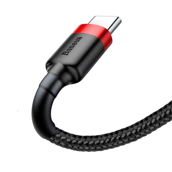 Baseus Cafule Kábel tartós nylon litzehuzal USB / USB - C QC3.0 3A 1M fekete - piros (CATKLF - B91)