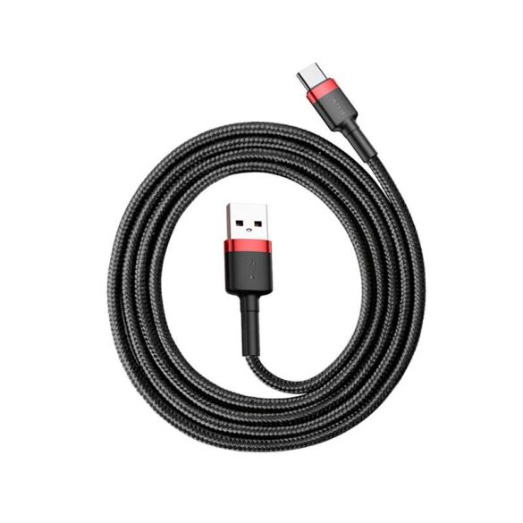 Baseus Cafule Kábel tartós nylon litzehuzal USB / USB - C QC3.0 3A 1M fekete - piros (CATKLF - B91)