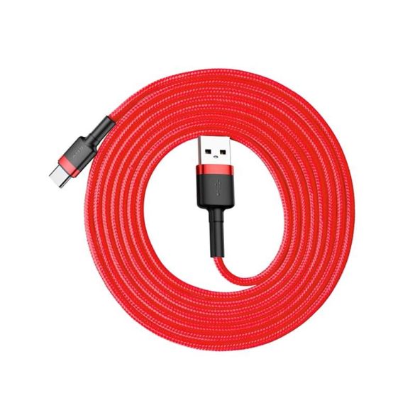Baseus Cafule Kábel tartós nylon litzehuzal USB / USB-C QC3.0 2A 2M piros (CATKLF-C09)