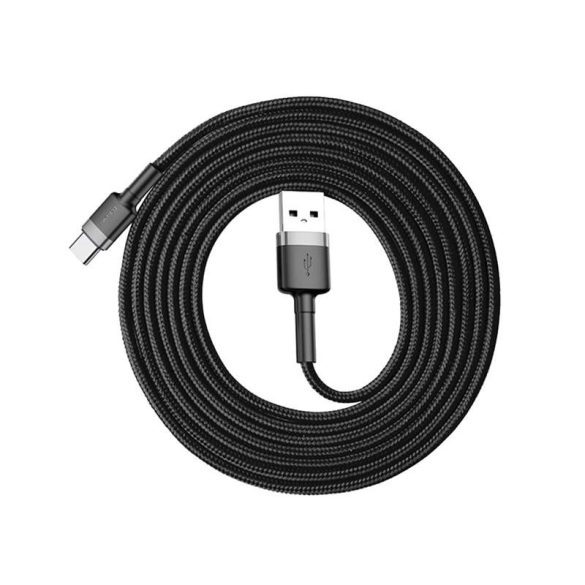 Baseus Cafule Kábel tartós nylon fonott USB / USB - C QC3.0 2A 2M fekete - szürke (CATKLF - CG1)