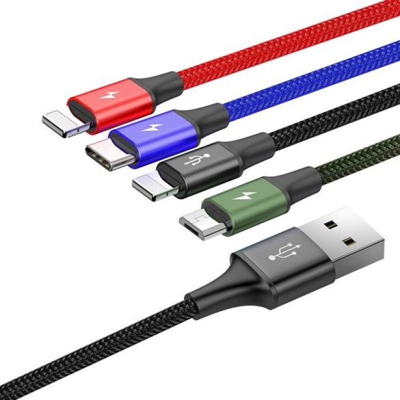 Baseus 2x Lightning / type-c USB / micro USB nylon Fonott 3.5A 1.2m fekete (CA1T4 - A01)