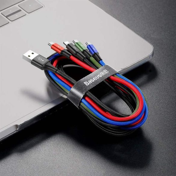 Baseus Lightning / 2x USB Type-C USB-C / micro USB nylon Fonott 3.5A 1.2m fekete (CA1T4 - B01)
