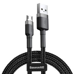   Baseus Cafule Kábel tartós nylon fonott USB / micro USB QC3.0 2.4a 0,5M fekete-szürke (CAMKLF-AG1)