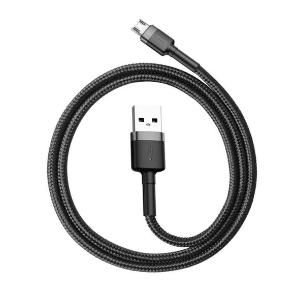 Baseus Cafule Kábel tartós nylon fonott USB / micro USB QC3.0 2.4a 0,5M fekete-szürke (CAMKLF-AG1)