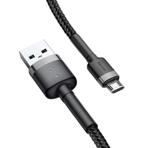 Baseus Cafule Kábel tartós nylon fonott USB / micro USB QC3.0 2.4a 0,5M fekete-szürke (CAMKLF-AG1)