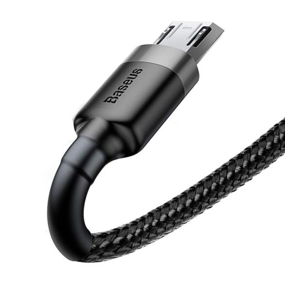 Baseus Cafule Kábel tartós nylon fonott USB / micro USB QC3.0 2.4a 0,5M fekete-szürke (CAMKLF-AG1)