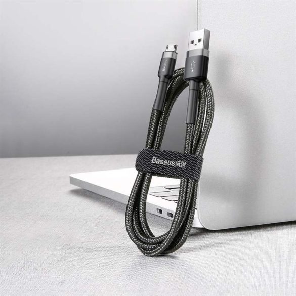 Baseus Cafule Kábel tartós nylon fonott USB / micro USB QC3.0 2.4a 0,5M fekete-szürke (CAMKLF-AG1)