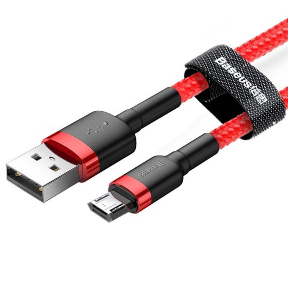 Baseus Cafule Kábel tartós nylon fonott USB / micro USB QC3.0 2.4a 1M piros (CAMKLF - B09)