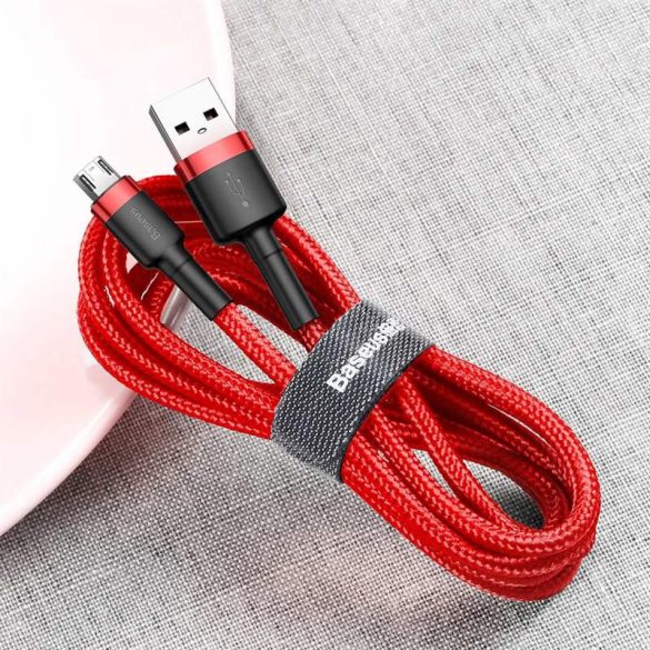 Baseus Cafule Kábel tartós nylon fonott USB / micro USB QC3.0 2.4a 1M piros (CAMKLF - B09)