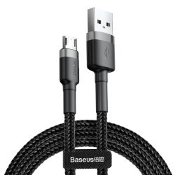   Baseus Cafule Kábel tartós nylon fonott USB / micro USB QC3.0 2.4a 1M fekete - szürke (CAMKLF - BG1)