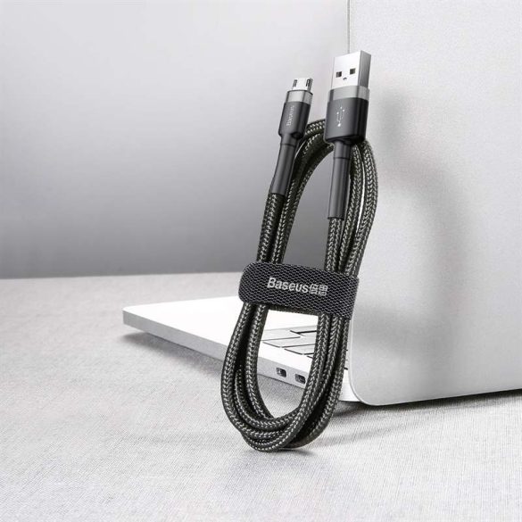 Baseus Cafule Kábel tartós nylon fonott USB / micro USB QC3.0 2.4a 1M fekete - szürke (CAMKLF - BG1)