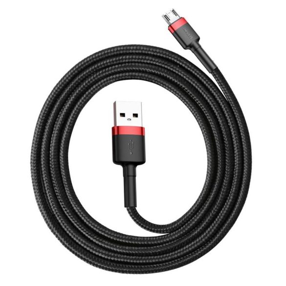 Baseus Cafule Kábel tartós nylon fonott USB / micro USB QC3.0 2.4a 1M fekete-piros (CAMKLF-B91)