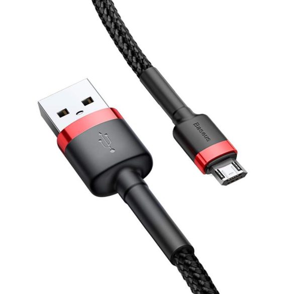 Baseus Cafule Kábel tartós nylon fonott USB / micro USB QC3.0 2.4a 1M fekete-piros (CAMKLF-B91)