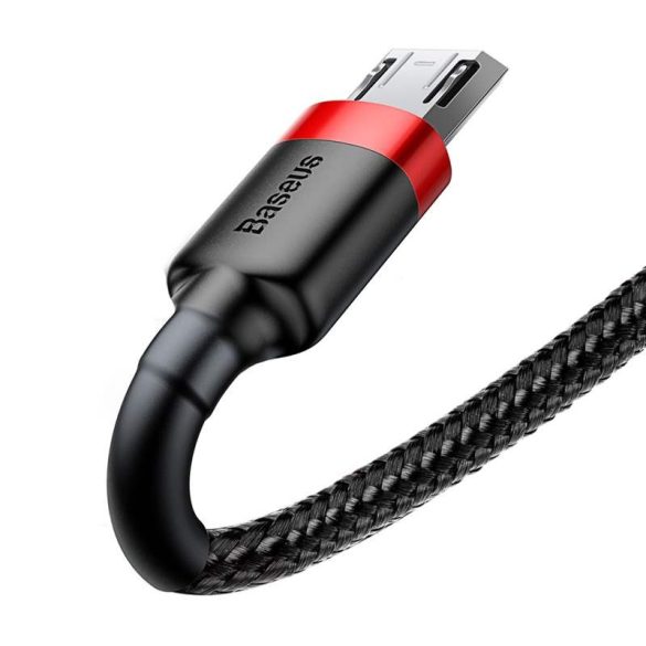 Baseus Cafule Kábel tartós nylon fonott USB / micro USB QC3.0 2.4a 1M fekete-piros (CAMKLF-B91)