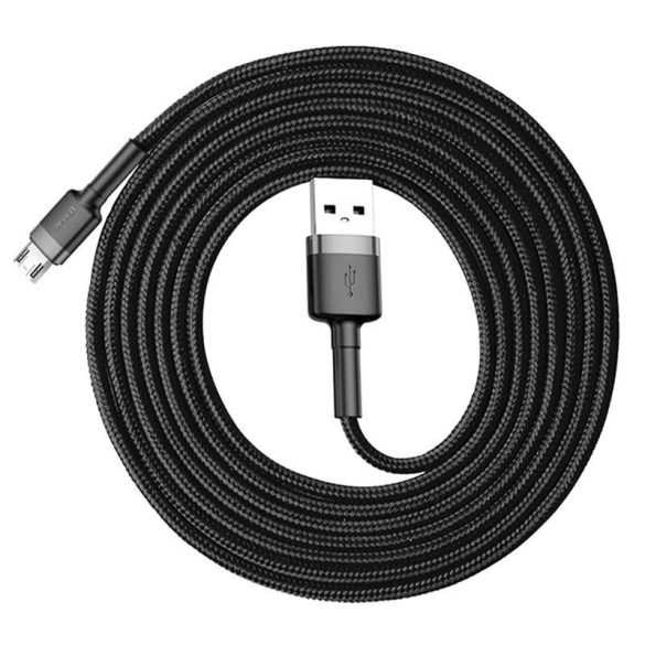Baseus Cafule Kábel tartós nylon fonott USB / micro USB QC3.0 1.5A 2M fekete - szürke (CAMKLF - CG1)