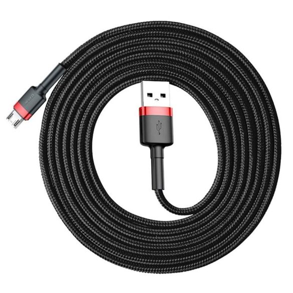 Baseus Cafule Kábel tartós nylon fonott USB / micro USB QC3.0 1.5A 2M fekete - piros (CAMKLF - C91)