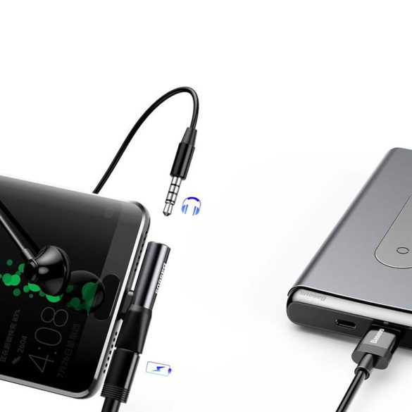 Baseus Audio Converter L41 adapter USB - C USB - C port (female) + Fejhallgató csatlakozó 3,5 mm - es (anyai) fekete (CATL41 - 01)