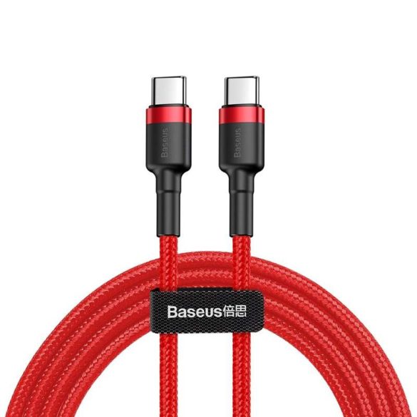 Baseus Cafule Kábel tartós nylon litzehuzal USB - C PD / USB - C PD PD2.0 60W 20V 3A QC3.0 1M piros (CATKLF - G09)