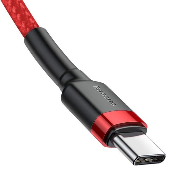Baseus Cafule Kábel tartós nylon litzehuzal USB - C PD / USB - C PD PD2.0 60W 20V 3A QC3.0 1M piros (CATKLF - G09)