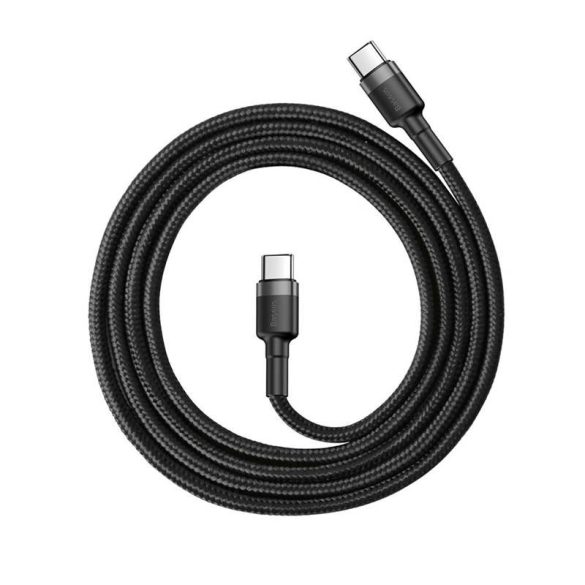 Baseus Cafule Kábel tartós nylon litzehuzal USB-C PD / USB-C PD PD2.0 60W 20V 3A QC3.0 1M fekete-szürke (CATKLF-G91)