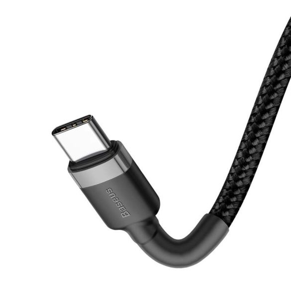 Baseus Cafule Kábel tartós nylon litzehuzal USB-C PD / USB-C PD PD2.0 60W 20V 3A QC3.0 1M fekete-szürke (CATKLF-G91)