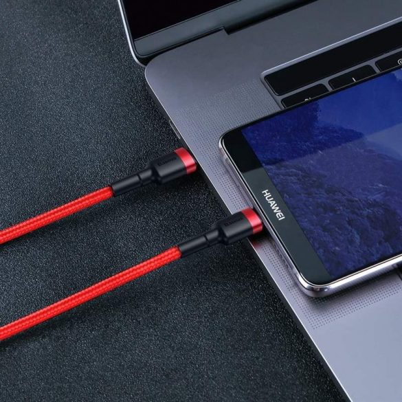 Baseus Cafule Kábel tartós nylon litzehuzal USB-C PD / USB-C PD PD2.0 60W 20V 3A QC3.0 1M fekete-szürke (CATKLF-G91)